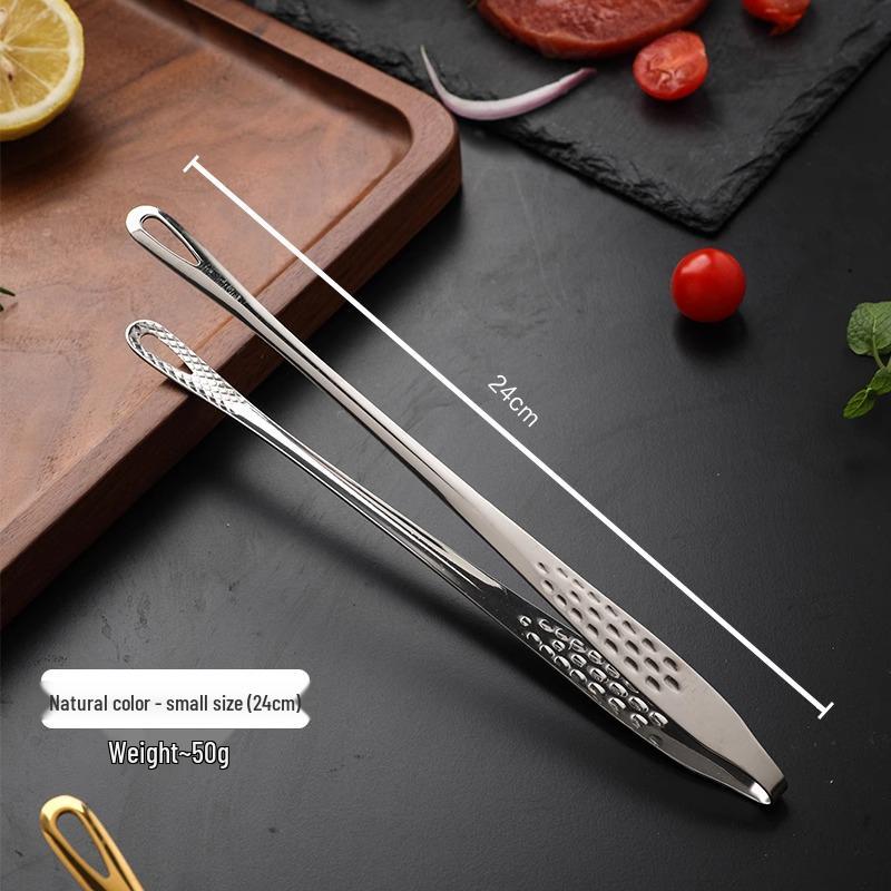 

5 Yuan Newcomer Discount: Food-grade Stainless Steel Korean BBQ Tongs - Anti-scalding Kitchen Cooking Tool Small 24cm Silver 1 piece