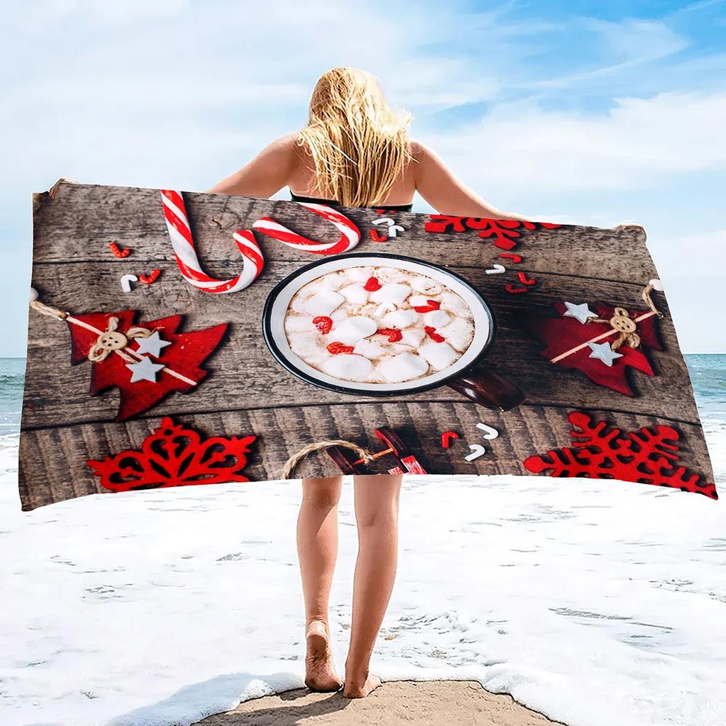 Christmas Beach Towel,Beach Towel Oversized Sandproof,Super Absorbent Sand Free Thin Quick Drying Microfiber Beach Towel