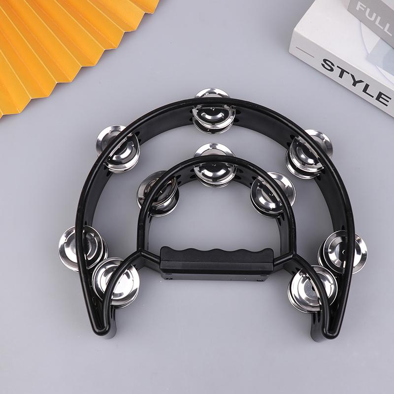 Hand Bell Double Row Rattle Orff Tambourine Double Layer Hand Bell Drum Percussion Instrument Handle Jingle Bell Educational Toy