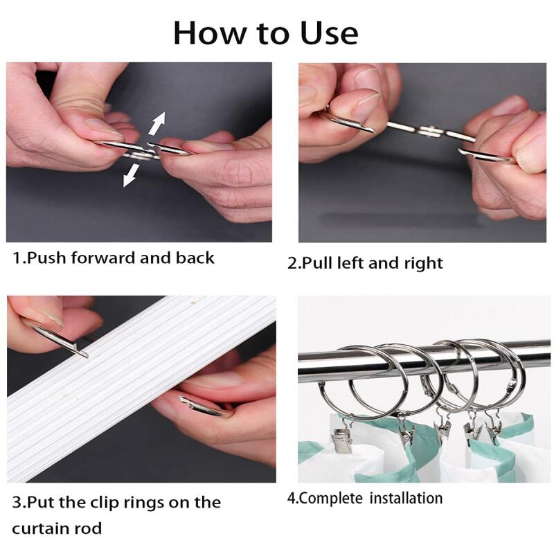 1-20pcs Curtain Rings with Clips Openable Drapery Metal Clip Rustproof Metal Hangers Ring for Windows Rods Decorative Drapery