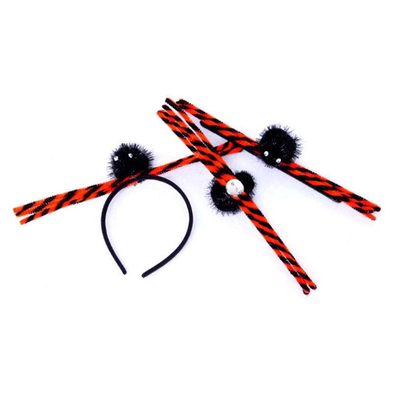 Eerie Spiders Themed Snap Wristband Hairband Pin Set Durable Polyester Halloween Party Supplies