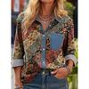 2026 Fashionable Versatile Printed Patchwork Women's Casual Long Sleeve Shirt 2026 Spring New Style