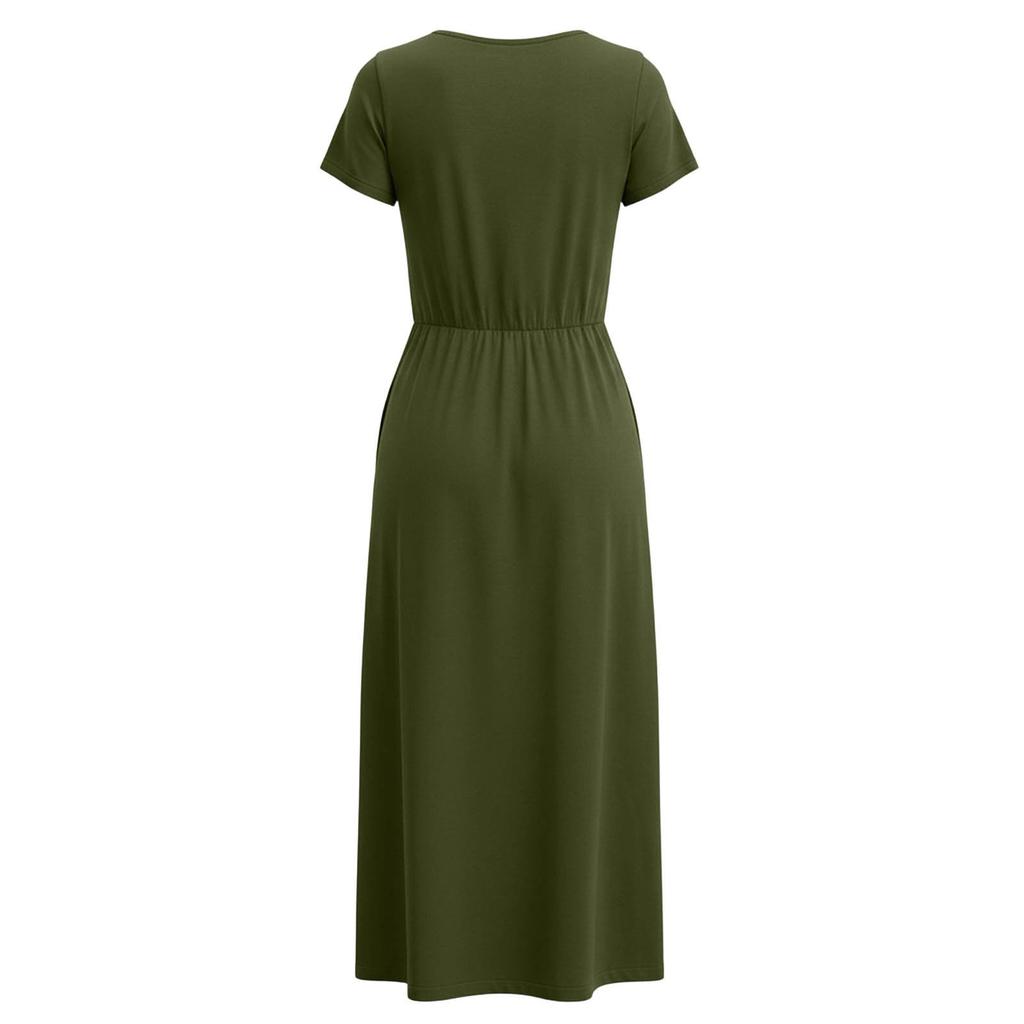 Short Sleeve Crew Neck Casual Maxi Dress for Women Elegant A Line Summer Dresses for Women UK Womens Summer Dresses