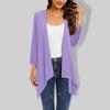 Gradient Print Women's Cardigan Jacket With Pocket Irregular Three Quarter Sleeve