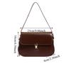 Solid Color Buckle Shoulder Bag Vintage Women's Armpit Bag Portable Retro Underarn Bag  Female