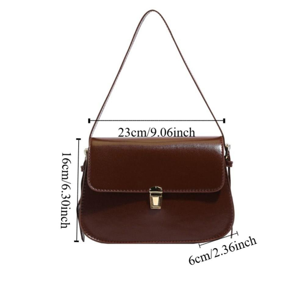 Solid Color Buckle Shoulder Bag Vintage Women's Armpit Bag Portable Retro Underarn Bag  Female