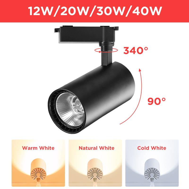 Whole-Set Led Track Light Spotlights 220V COB Track Lamp 12W 20W 30W 40W Spot Led Rail Lighting For Shop Living Room Lamp