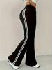 Women's High-Waisted Wide-Leg Yoga Flare Pants with Side Stripe