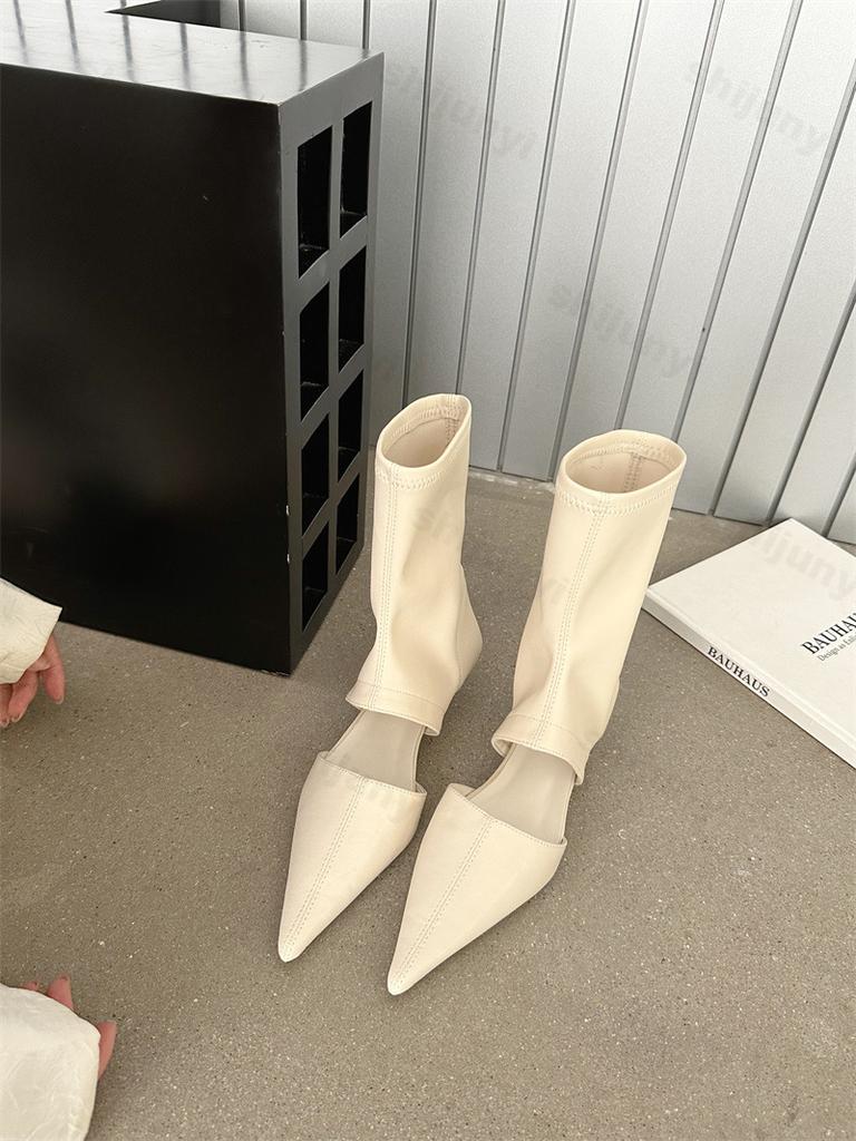 Retro Style Fashion Pointed Head Short Tube Hollow Cool Boots Women's  Spring New Breathable Comfortable Casual Ankle Boots