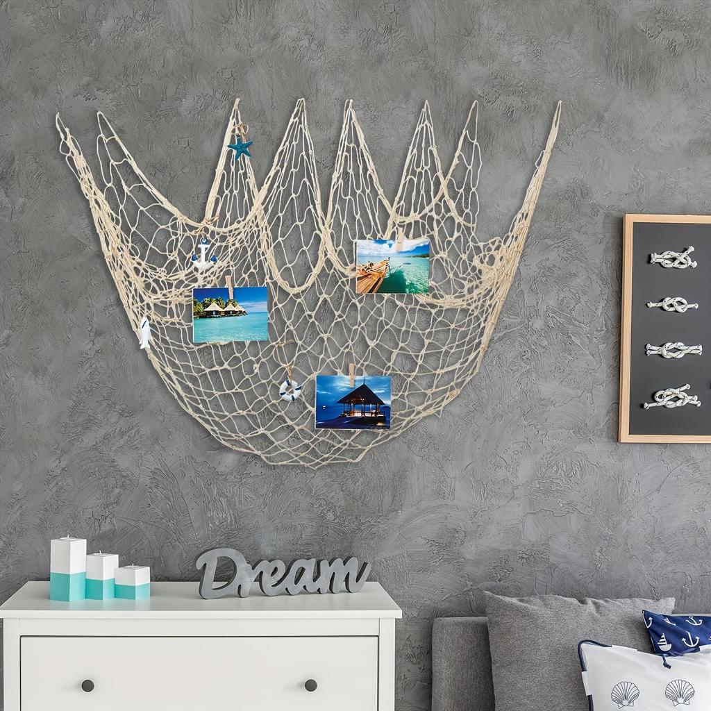 Nautical Wall Décor Set: Fishing Net, Lifebuoy, Anchor, Starfish, Fish, and Photo Props