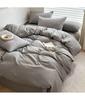 Solid Bed Linen Cotton Bedding Set with Sheet Duvet Cover Pillowcase Single Couple Bedsheet King Queen Double Twin Size