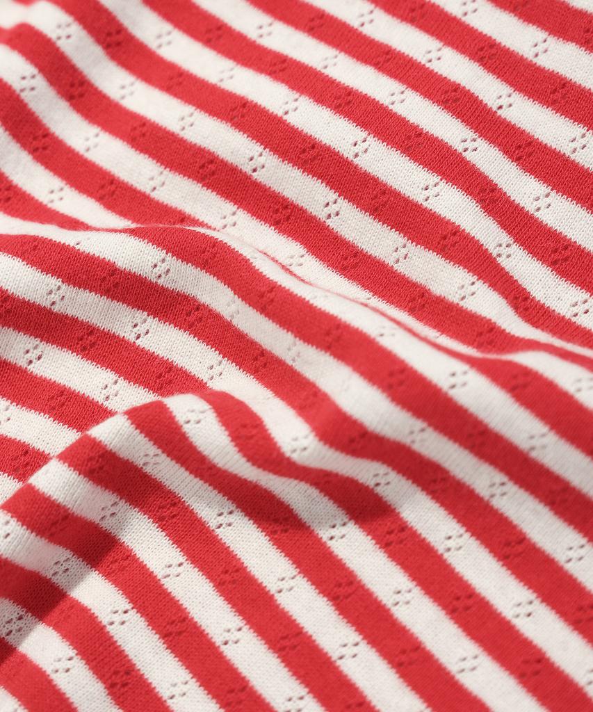 YOUHEE Lace Stripe T-Shirts Red