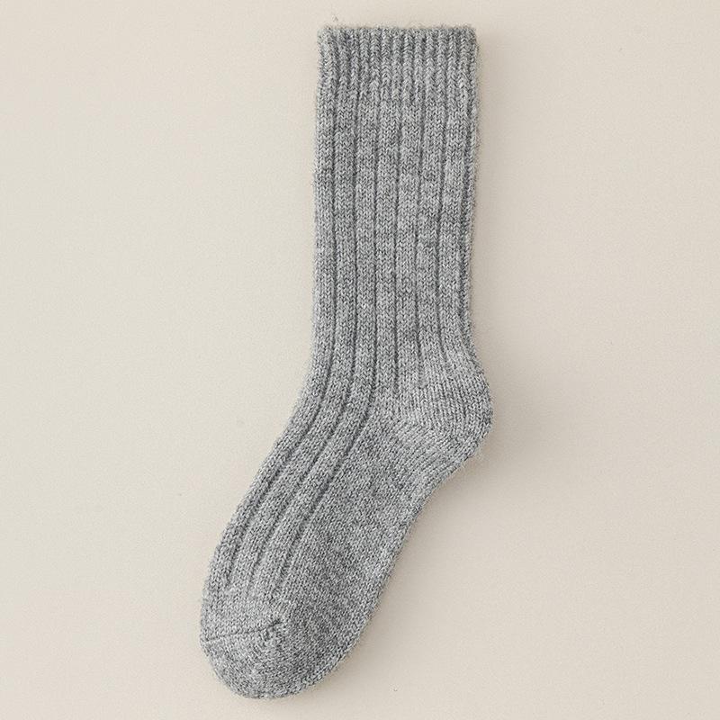 Wool Socks Children'S Medium Tube Socks Season Warm And Piled Thickened Versatile Solid Color Retro Cashmere Stacking Socks