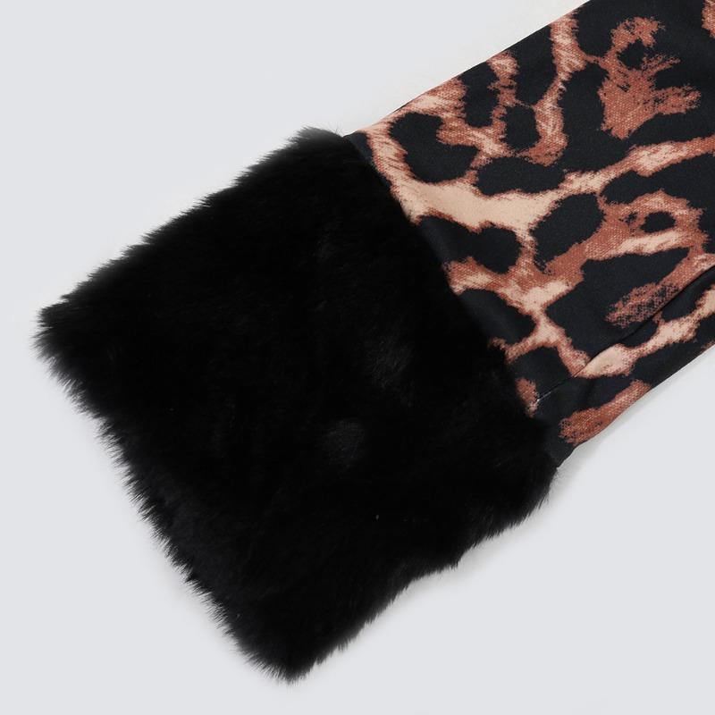 Women's Halter Split Long Dress with Stylish Fluffy Long Sleeve Print Two-piece Set