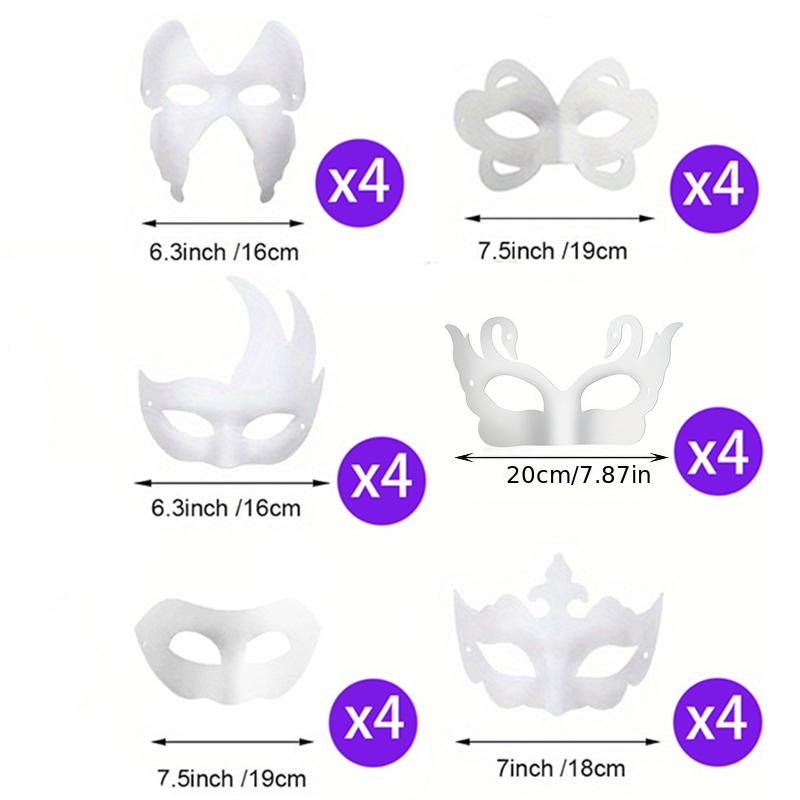 2/12/20/24 Pcs Halloween Mask DIY Paintable Blank Mask Paper Art Masks DIY Painting Masks For Masquerade Cosplay Party