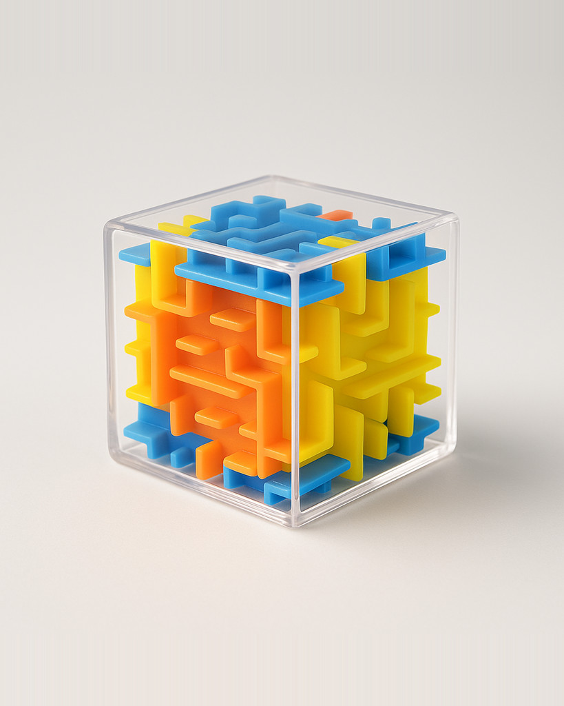 Transparentes 3D-Labyrinth-Würfelpuzzle mit rollender Kugel – lustiges Spielzeug zum Stressabbau für Kinder