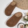 Fashion Retro Brown Faux Suede Platform Slippers Women Fashion Round Toe Thick Bottom Slide Sandals Comfortable Non-Slip Casual Shoes