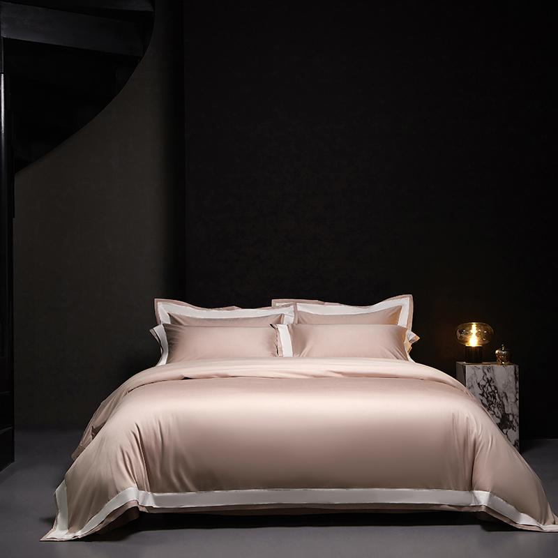 

4 предмета Премиум 1000TC Египетский хлопок Однотонный Гостиничный стиль Широкий край Комплект постельного белья Пододеяльник Простыня/Простыня на резинке Наволочки Fitted Bed Sheet&Queen 200X230cm 4pcs