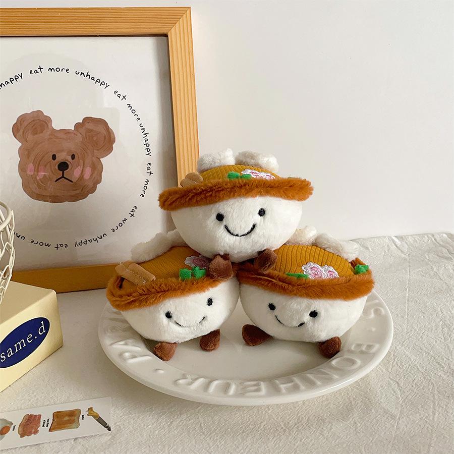 Japonský roztomilý vaječný nudlový miska plyšová panenka přívěsek kreativní zábava simulace ramen dětský narozeninový dárek ozdoba na batoh