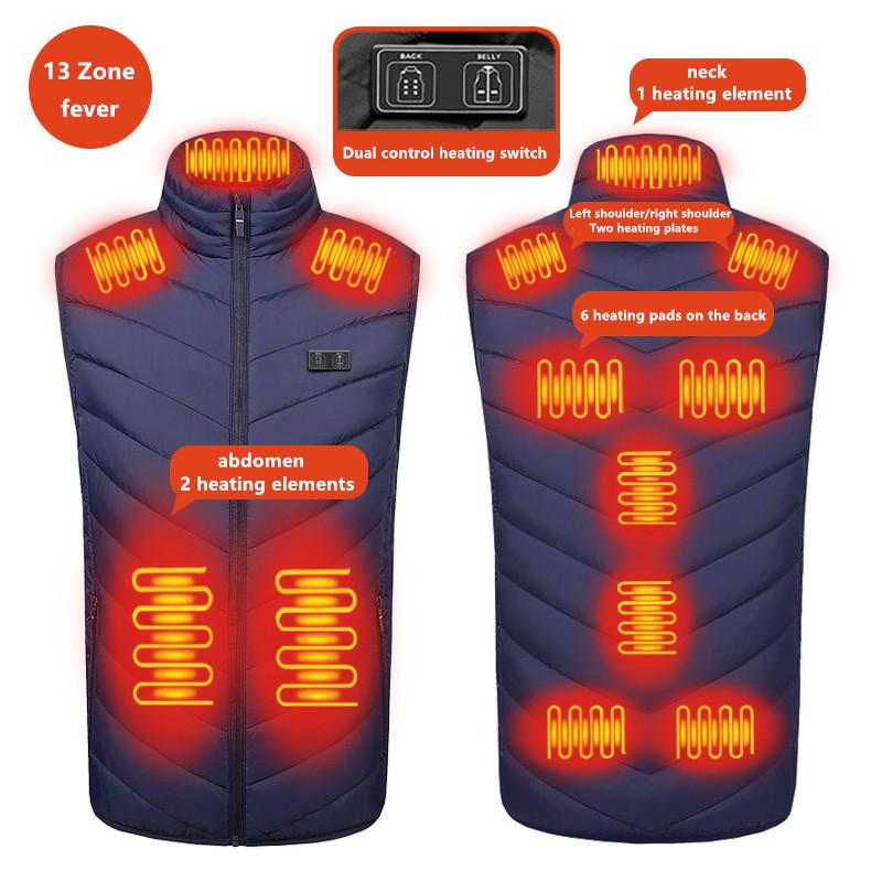 New Men'S Casual Stand Up Collar Outdoor Warm Electric Vest Winter Usb Port Intelligent Heating Sleeveless Coat(No Power Bank)