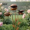 Outdoor Plant Stake Carnivorous Garden Stake, Metal Venus Flytrap Sculpture, Rusty Iron Monstrous Ornament for Yard Flower Bed Lawn Rust-colored Decor