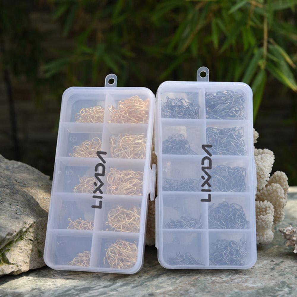 500pcs Carbon Steel Fishing Hooks 3# -12# 10 Sizes Fish Hooks with Hole Fishing Tackle Box