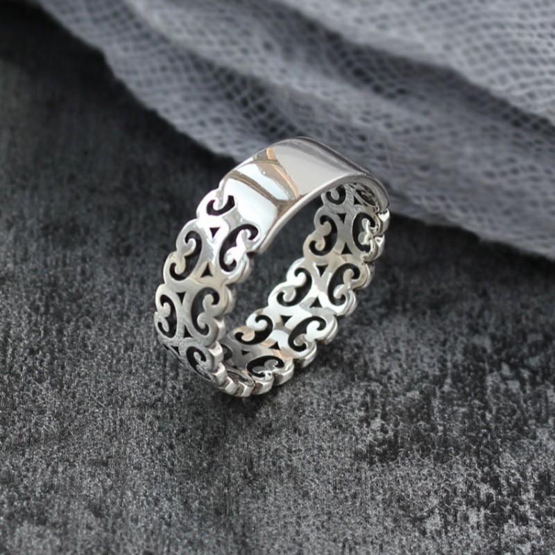 Vintage Cloud Motif Open Adjustable Ring Women Men Copper Plated Retro Boho Statement Finger