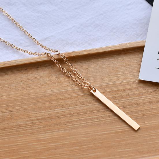 Women Fashion Metal Bar Charm Dangle Gold Plated Chain Pendant Necklace
