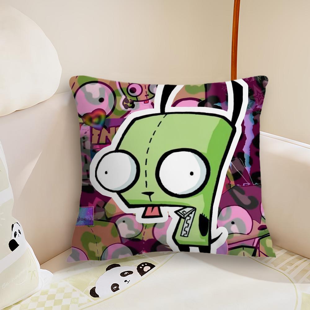 Cartoon Invader Zim Gir Cushion Cover Plush Fabric Soft Double Sided Print Sofa Cushion Cover Throw Pillow Covers