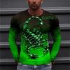 Spring and Autumn Round Neck 3D Scorpion Pattern Printed Top Fashionable Casual Long Sleeved Men's T-shirts