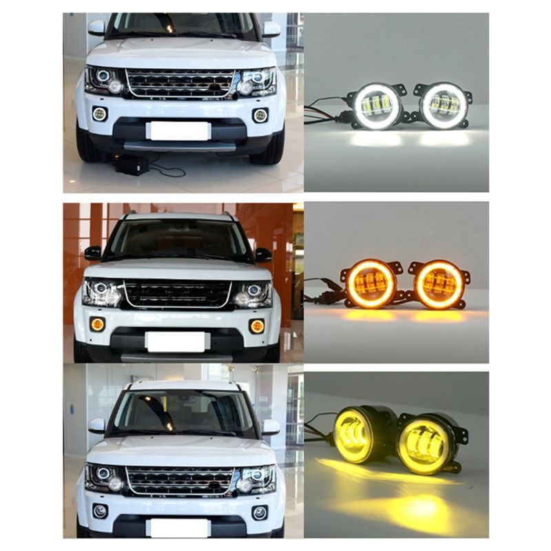 Powerful Fog Lights Assembly For Land Rover Range Rover Discovery 4 LR2 2010-2016 Angel Eye Head Light LED Daytime Running Light