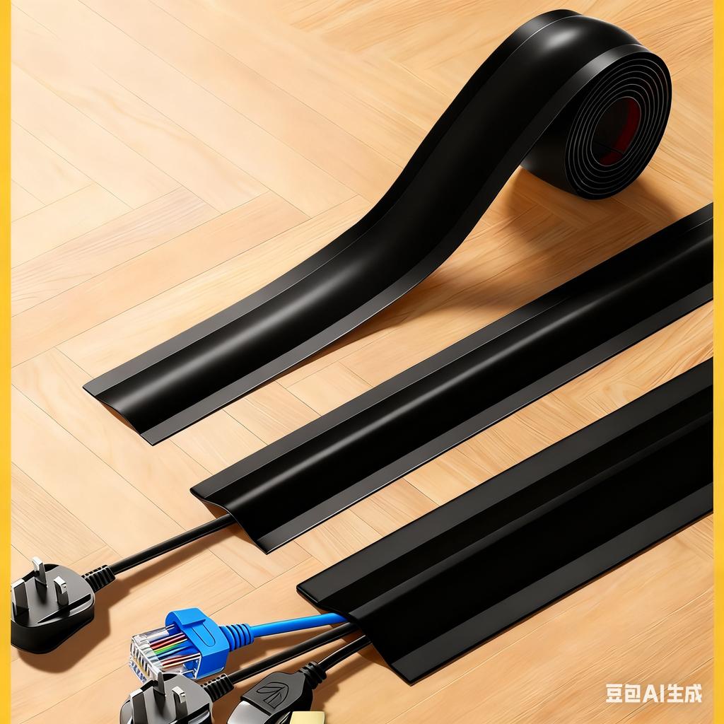 1pc PVC Floor Cable Protector Self Adhesive Wire Cover Flexible Cable Duct Cord Hider For Home Office Desk TV Computer Wires