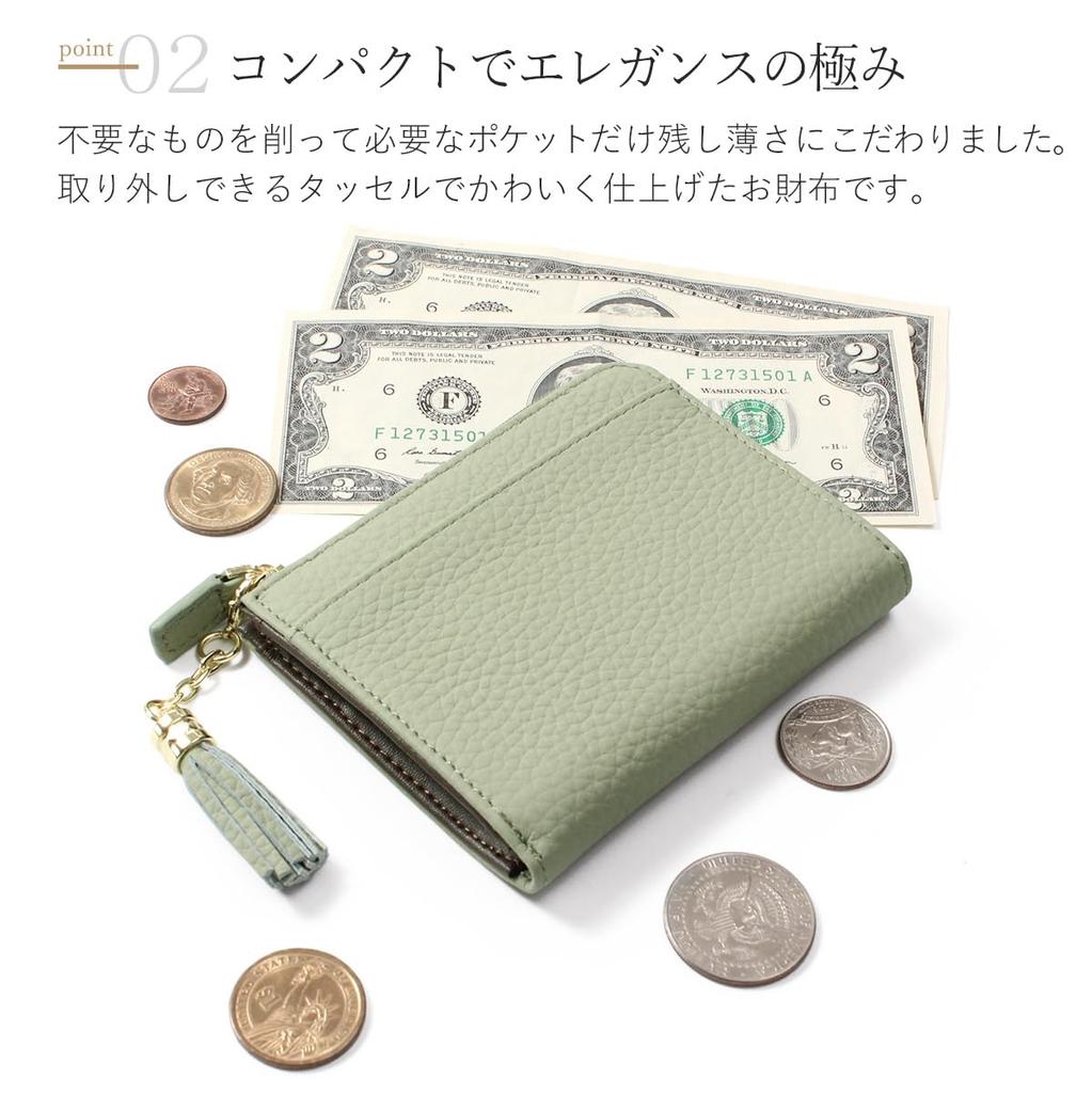 Blanc Pomme Women's Mini Wallet, Fragment Case, Pass Case, Genuine Leather, Lightweight, Slim, Stylish, bp-1085, Light Pink