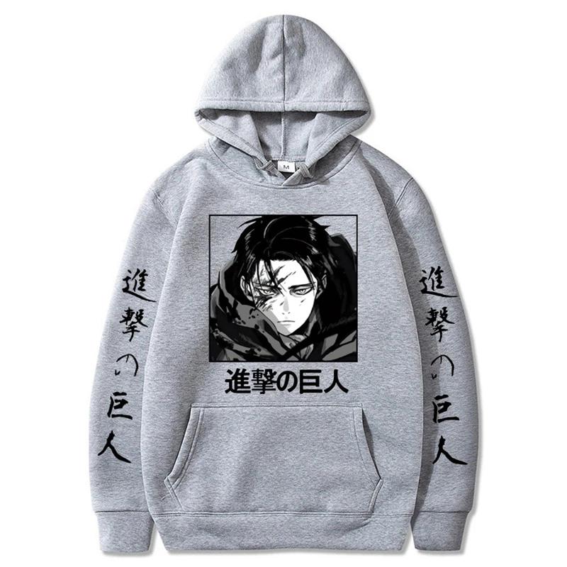 Anime Attack On Titan Levi Ackerman Print Hooded Men Women Classic Hoodies Oversized Sweatshirt Harajuku Unisex