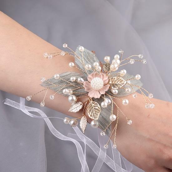 Wrist Corsage Elegant Comfortable Touch Anti-Wear Bride Bridesmaid Wrist Corsage Flower Bracelet for Wedding Engagement