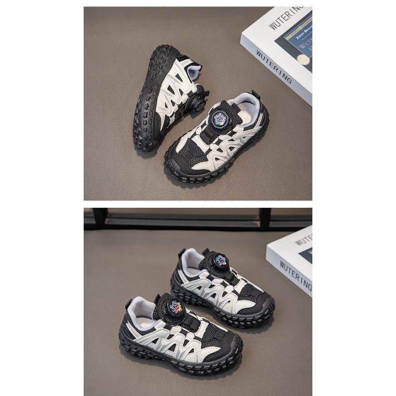 Kids Breathable Mesh Rotating Buckle Casual Running Sneakers For Unisex Boys And Girls