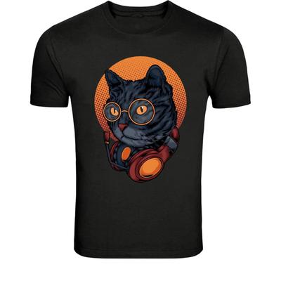 Cooles DJ-Katzen-T-Shirt mit Kopfhörern - Musikliebhaber Hip-Hop-Kätzchen