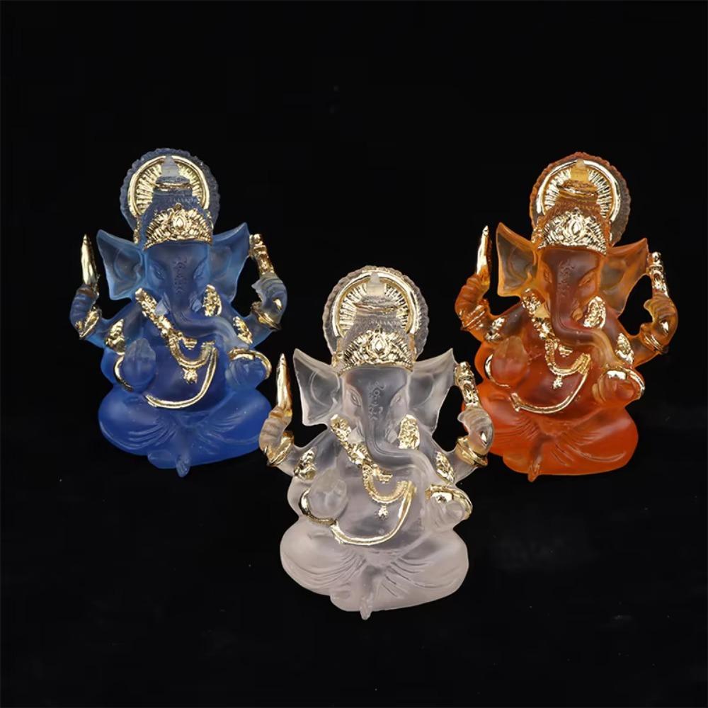 Handmade Sitting Ganesha Sculpture Resin Art Ganesha Car Ornaments  Home Decor