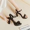 2026 Summer New Coarse Heel Straight Buckle with High Heels Waterproof Platform Women's Sandals