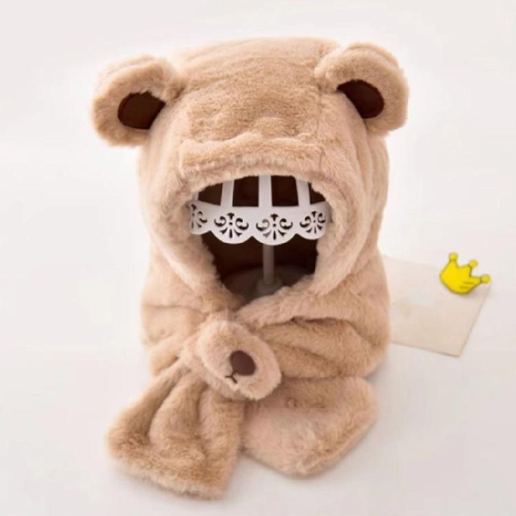 Machine Washable Plush Earflap Cap For Toddlers Kids Cute Bear Decor Thicken Fit