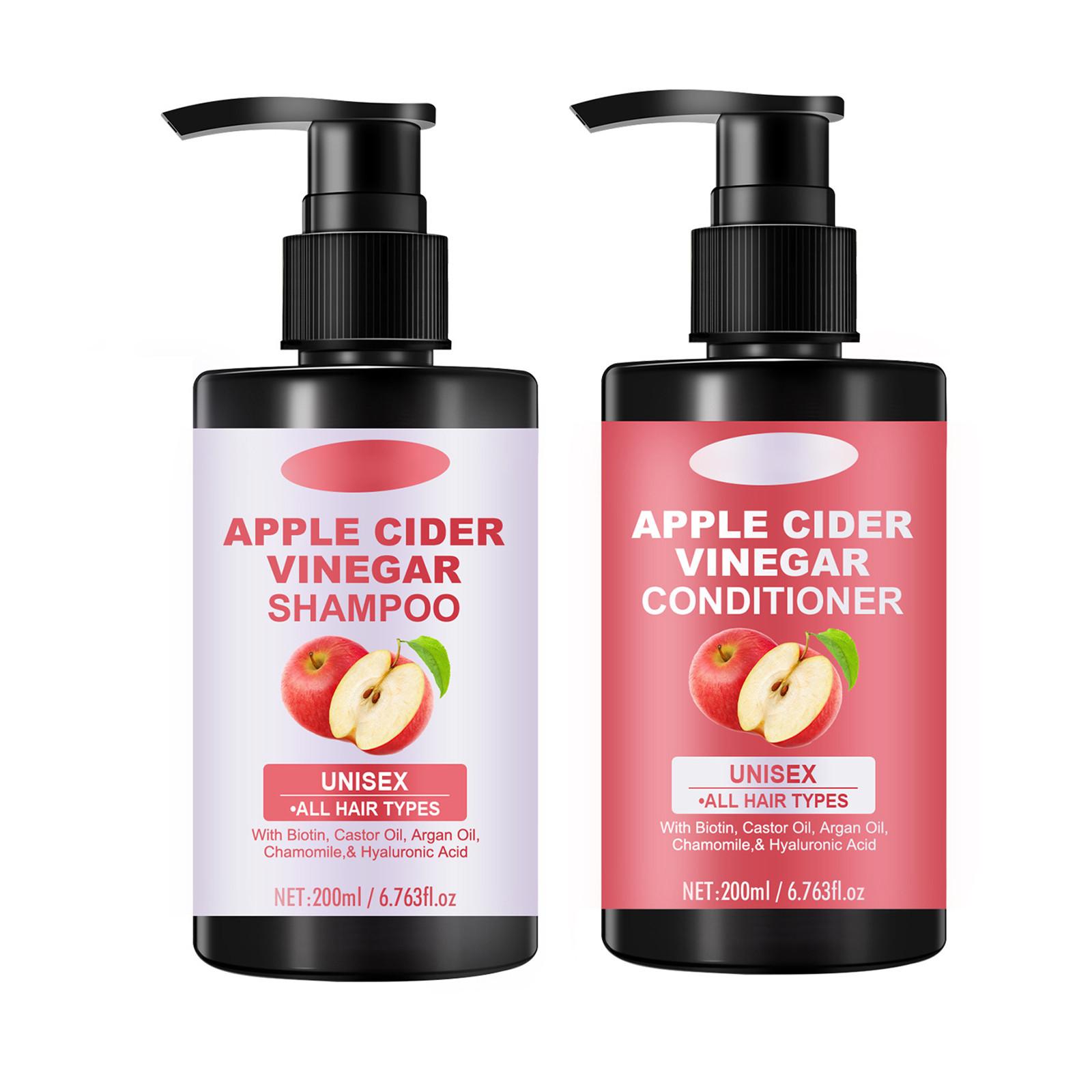 

Набор шампуней с яблочным уксусом (200мл+200мл) Глубокоочищающий шампунь для ухода за волосами One Size