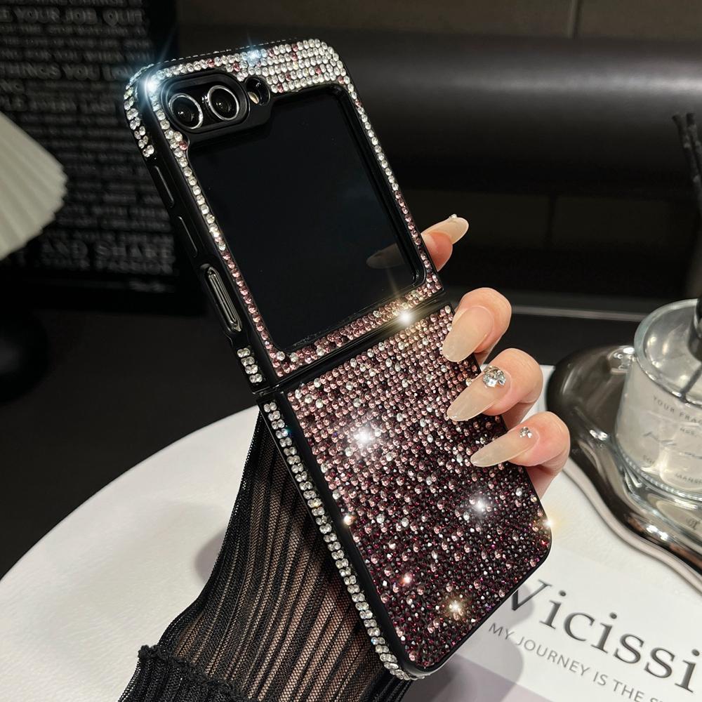 

Glitter Diamond Wrist Chain Case for Samsung Galaxy Z Flip 6 5 4 3 Zflip flip6 Bracelet Gradient Bling Rhinestone Hard PC Cover for Samsung Z Flip 3