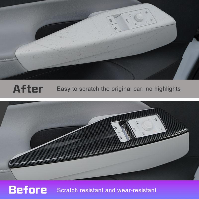 For Volkswagen VW ID3 id.3 ID.4X/CROZZ Car Door Handle Armrest Window Lift Panel Cover ABS Silver Carbon Sticker Car Accessories