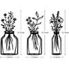 3 Pieces Black Metal Flower Vase Wall Art Decor Wire Wall Art Metal Wall Sculptures Iron Decorative Hanging for Indoor Kitchen Bathroom Dining Room