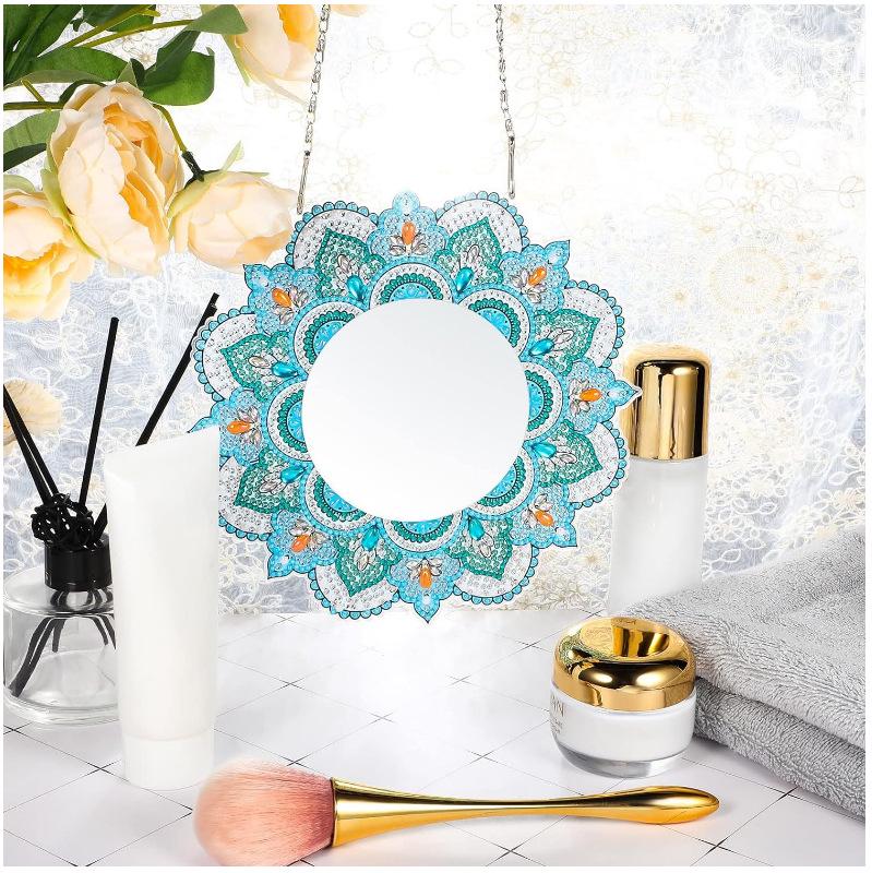 Mandala Crystal Diamond Painting Makeup Mirror Pendant - Special-Shaped DIY Handmade Design, In Stock