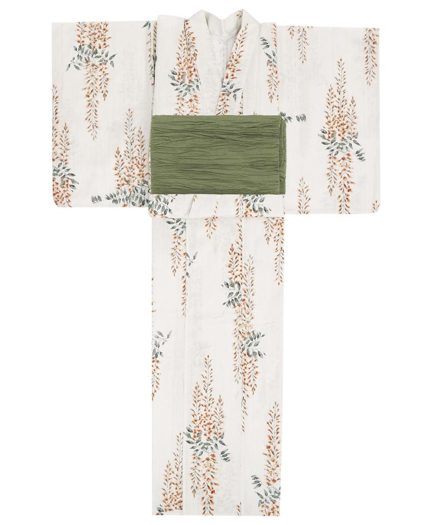 Yukata Change Set Heiko F Golden One Size Fits [KYOETSU] Set, Weave, Unbleached, 2-piece (yukata, Obi), Women's (3. Shigure, Most)