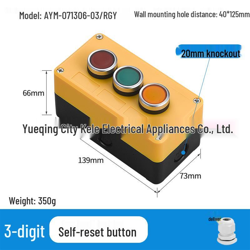 Waterproof Emergency Stop Control Box with Indicator Lights (2-3 Hole)