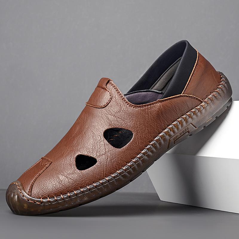 

Мужская кожаная обувь Расслабленная Дышащая Мягкая подошва Обувь для вождения для мужчин Повседневная Кожаная обувь большого размера Zapatos Hombre 6.5 коричневый