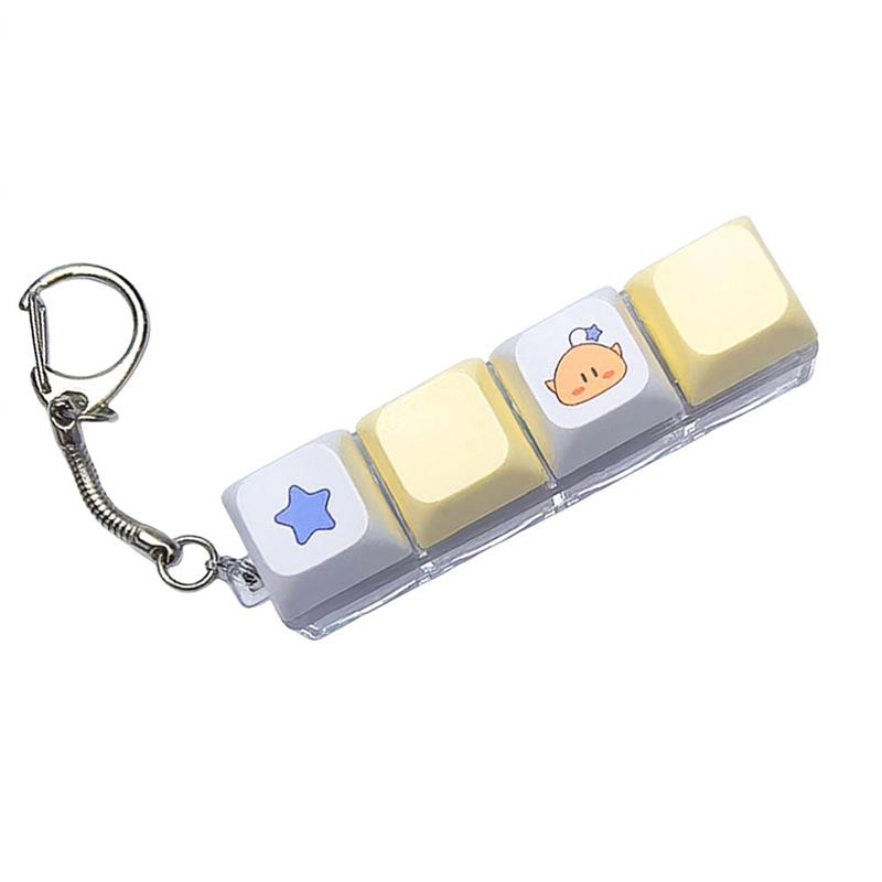 *4Keys Mechanical Keyboard Keychain Fidget Toy,Stress Relief Finger Press Button Anti-Anxiety Office Calming Decompression Toy