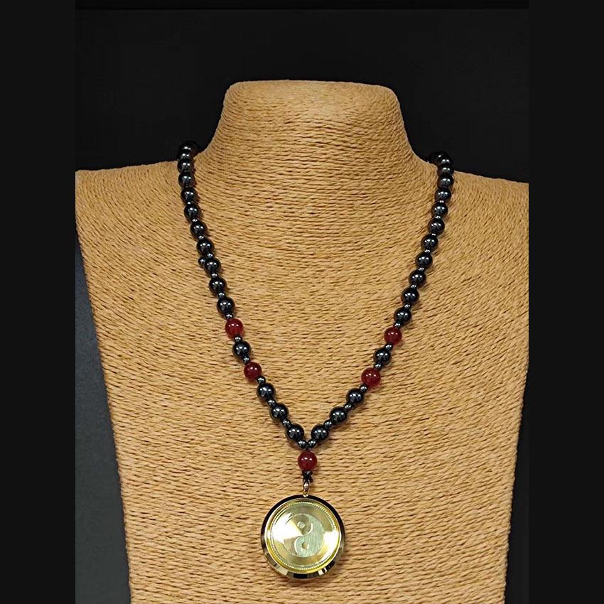 Magnetic Black Germanium Energy Pendant Necklace with Negative Ions and Far-Infrared Therapy